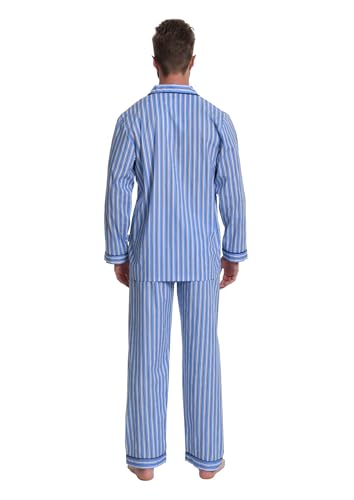 Image of GLOBAL Mens Pajamas Set, 100% Cotton Woven Drawstring Sleepwear Set with Top and Pants /Bottoms