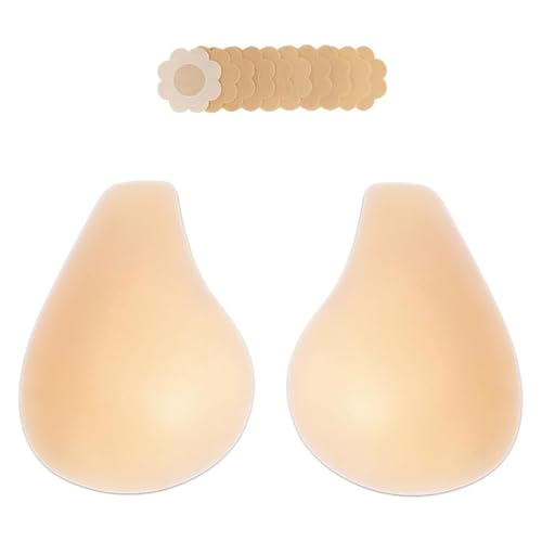 Bontierie 2025 Added Lift Ultra-Thin Seamless Nipple Covers Push up Sticky Adhesive Bras Solid Silicone Pasties for Women Cream