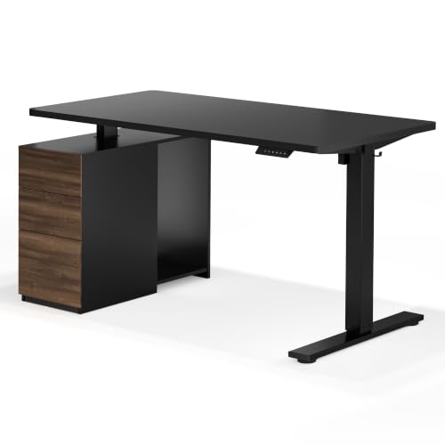 Image of FLEXISPOT EN2 55 inchx28 inch Standing Desk Bundle with Storage Cabinet, Black