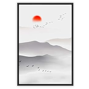signwin Framed Canvas Wall Art Abstract Sunrise and...