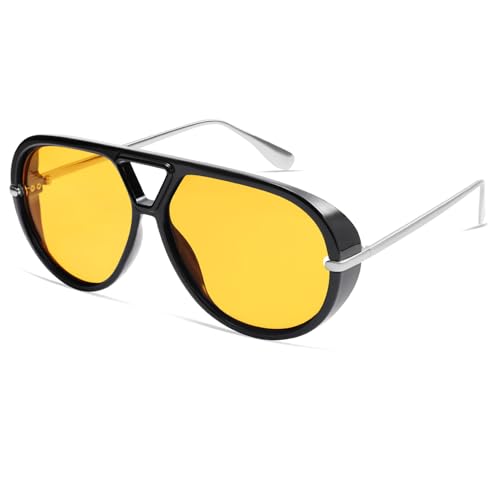Image of VANLINKER Oversized Trendy Polarized Aviator Sunglasses for Women Men Retro Round Sunglasses Vintage Shield Shades VL9798