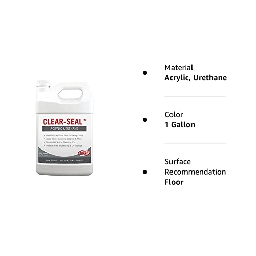 Rain Guard Water Sealers - CLEAR-SEAL - Professional Sealer and Finish Coat For Decorative Concrete, Stone, And Other Masonry Surfaces - Acrylic Urethane Coating - Low Gloss - Ready To Use - 1 Gallon