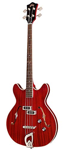 Guild Guitars Starfire I Bass Left Handed Semi-Hollow Body Double-Cut Bass, Cherry Red, Newark St. Collection