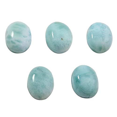Gems&JewelsHub Larimar Cabujón de piedras preciosas naturales 8x10 mm Forma ovalada 5 piezas Lote al por mayor 13.3cts GTC-420 Cover