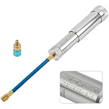 AC Oil and Dye Injector Screw-in Type AC Oil Injector Tool 2Oz AC Dye Kit with Scale, R410A R134A Refrigerant Recharge Kit HVAC, Engine Oil Dye Injector Automotive with R134A Coupler & 1/4" SAE Thread