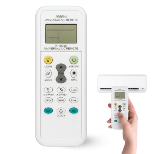 Mando Universal para Aire Acondicionado, Mando Distancia are Acondicionado, K-1028E, 1000 en 1 A/C Control Remoto LCD Digital, Compatible con hasta 1000 marcas de aire acondicionado