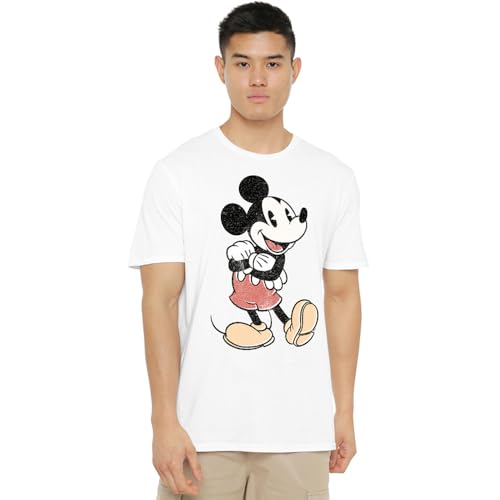 Disney Męska koszulka vintage Mickey, biały, XL