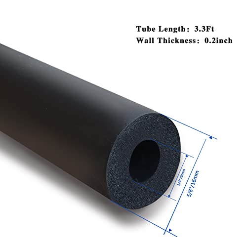 Heyleayar Pipe Insulation Foam Tube 1/4"Id,3.3Ft Length Heat Insulated Pipe,High Resilience Rubber Pipe Insulation For Heat Preservation Handle Grip,Black #TOP3
