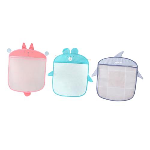 SOIMISS 3 piezas Organizador de Juguetes Baño con Bolsa de Malla para Bañera Soporte de Almacenamiento con Ventosas Fuertes Diseño de Dibujos Animados para Bebés y Apto para Baño y Cocina