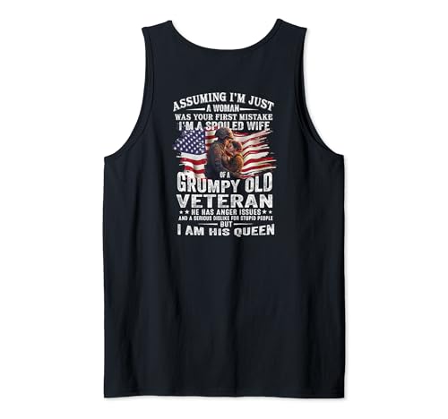 I'm A Spoiled Wife Of A Grumpy Old Veteran (On Back) Canotta