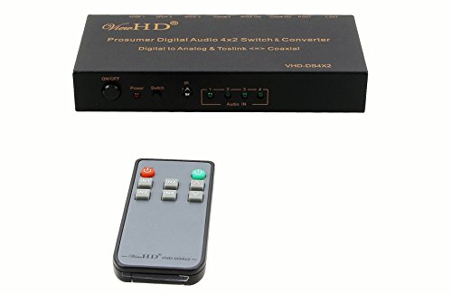 Viewhd Prosumer Digital Audio 4X2 Switch & Converter | 2Ch Stereo Digital To Analog Audio Converter | Bi-Directional Toslink To Coaxial Digital Audio Converter | Vhd-Ds4X2 #TOP1