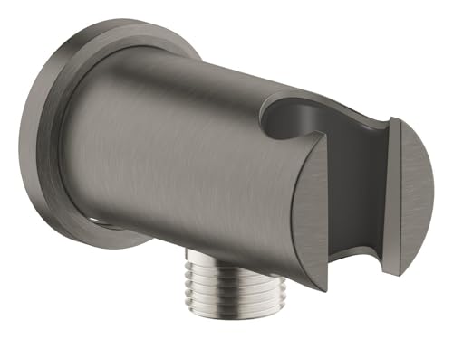 GROHE Rainshower Coude à encastrer avec support de douche (Rosace ronde Ø 48 mm, raccord fileté mâle 1/2", montage mural, Anti retours d'eau), Anthracite, 26658AL0