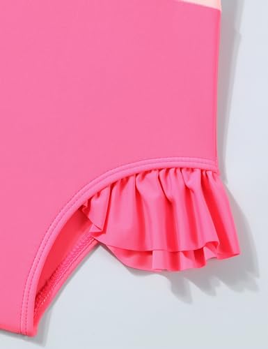 Baby Girl Swimsuit Cute One Piece Bathing Suit with Sun Protection Ruffles Swimwear 2T-6T4