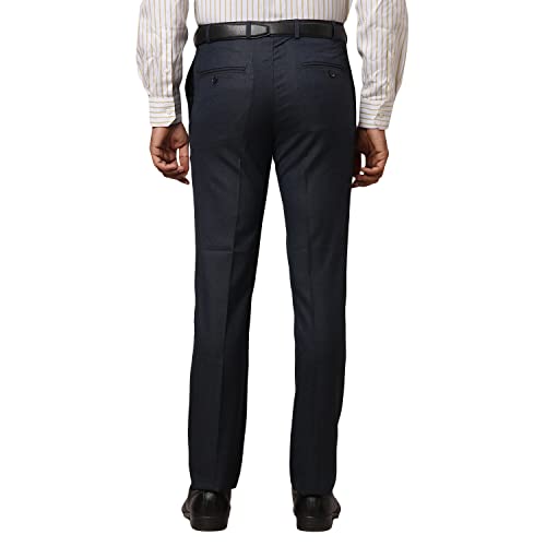 Image of Raymond Men's Polyviscose Blend Structure Pattern Slim Fit Flat Front Formal Trouser