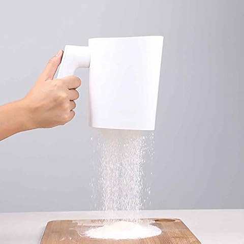 Dnieheic Elektrisches Mehlsieb, 1 l, batteriebetrieben, Mehlsieb zum Backen, Handheld-Kochen, Backwerkzeug mit Edelstahlgeflecht für Reis, Mehl Cover