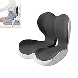 Philison Seat Cushion for Long Sitting Office Worker, Memory Foam Chair Cushion for Car, Truck, Home Chair & Office Seat L-Shaped Ergonomic Design(Black Gray)