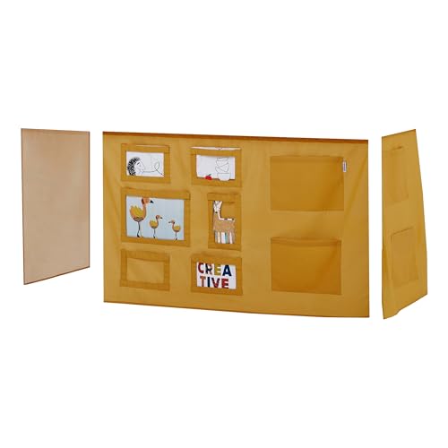 Hoppekids Creator Autumn Yellow Halbhochbettvorhang (70x160cm) inkl. Draht-Set und Haken Für Kinderzimmer