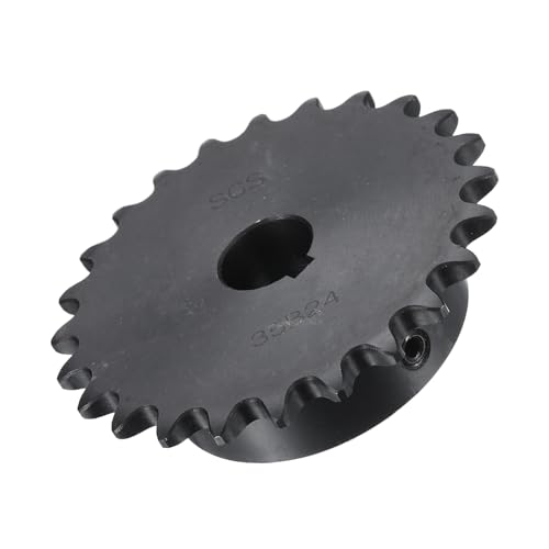 Image of uxcell #35 Chain Roller Sprocket B Type, 5 /8 inch Bore 24 Tooth Single Strand Chain Sprocket, Carbon Steel, Keyway with Set Screws