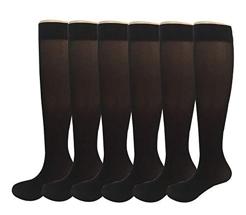 EABERN Women's Trouser Socks,Opaque Stretchy Nylon Knee High Dress Socks,6 or 12 Pairs