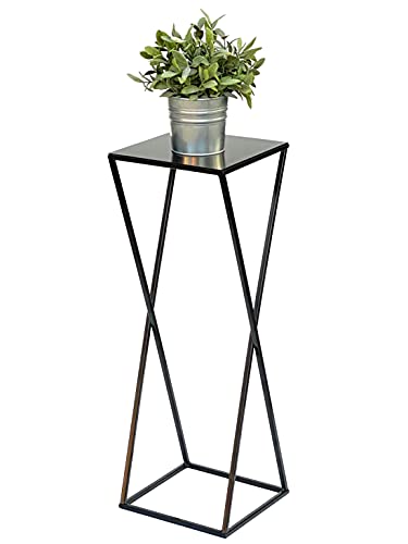 DanDiBo Taburete de metal negro rectangular 68 cm mesa auxiliar 437 columna para flores moderno soporte para plantas