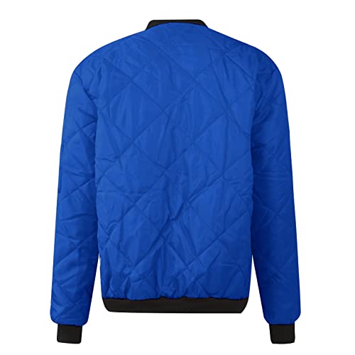 Wcjlha Casual Spring Travel Oversize Tops Men Long Sleeve Comfort Solid Cotton Jacket Crewneck Zip Comfort Jacket Mens Royal Blue #TOP2