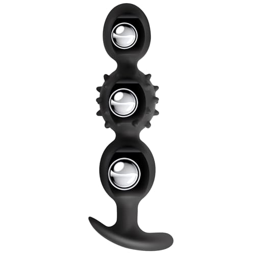 Plug anal en silicone avec boules rotatives SXOVO taille M pour hommes et femmes