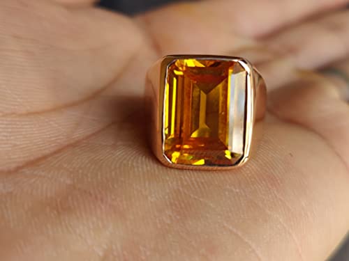 Mens Citrine Ring, Gemstone Signet Ring, 925 Solid Sterling Silver Ring, 22K Gold Fill, Handmade Jewelry, Yellow Citrine Gemstone, Statement Ring, Bohemian Ring, Gift Ring (925 Solid Silver, 11) #TOP5