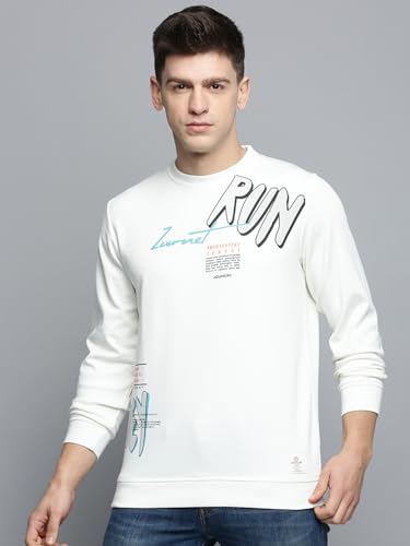 Image of SHOWOFFFF Men Printed Pullover Sweatshirt | Round Neck Full Sleeves Cotton Sweatshirt's for Mens | Coral Slim Fit Regular Length Sweatshirts for Men's