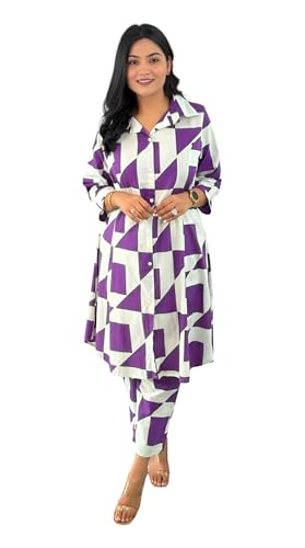 Image of LookMark Women's Cotton Blend Trendy Regular Fit Solid Printed Kurti with Stright Bottom |Kurti Set for Women