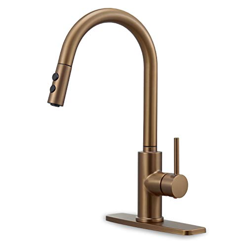 Vintage gebürstete Bronze Küchenarmatur mit herausziehbarer Brause und Einhebel-Messing-Küchenspüle Wasserhahn mit herausziehbarem Schlauch