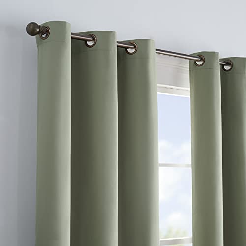 Image of ECLIPSE Microfiber Total Privacy Blackout Thermal Grommet Window Curtain for Bedroom (1 Panel), 42 inch x 63 inch, Moss