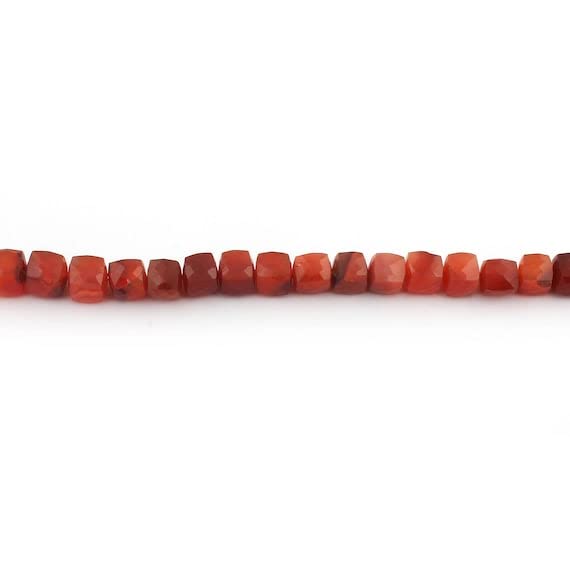 Perles cornaline 6mm-7mm facettées | Fil de 8 pouces cube briolette SB3714