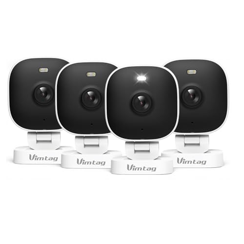 VIMTAG 4MP Security Camera 2.4G/5G Outdoor Indoor Cameras for Home Security with Color Night Vision Motion Activated Spotlight/Siren IP66 2-Way Audio Support Cloud/Card(not Include) Wired 4Pack