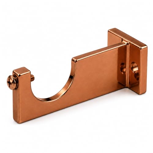 Image of Elite Aluminum Curtain Rod Brackets - Heavy-Duty Wall Mount Clamps for Curtain Rod Support for Door and Window Curtain Rods with Screw and Wall Plug - Pack of 2PCS (EliteCurve) (Rose Gold)