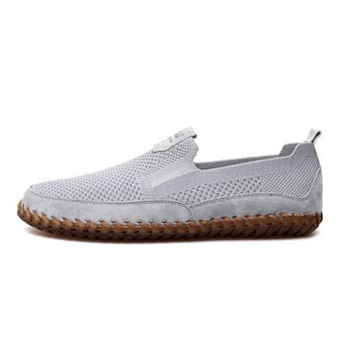 Image of Men's Genuine Leather Loafer Shoes Slip On Soft Walking Shoes Perforated Driving Shoes