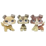 3pcs/Set Custom Flocked Pet Shop Toys Short Hair Cat Kitten Collie Great Dane Cocker Spaniel Dachshund Puppy Dog OOAK Compatible with LPS