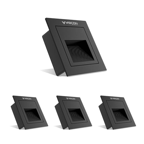 Image of Rio Step Outdoor 5W LED Step Light Outdoor, IP65 Waterproof Wall Recessed Stair Light, Aluminum Body, Rio Design for Garden, Pathway & Staircase (Black Body, Warm White, Pack of 4)