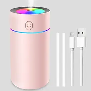 Humidifiers for Bedroom Portable Mini Humidifier with 7-color Lights, Super Quiet Small Desk Humidifier [2 Mist Modes] USB Personal Humidifier for Bedroom, Office, Travel, Car, Plants, Auto Shut-Off