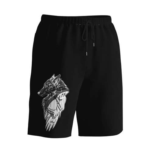 Viking Norse Wolf Raven Mens Swim Trunks Quick Dry Board Shorts 7" - Hawaii Beach Swimwear2