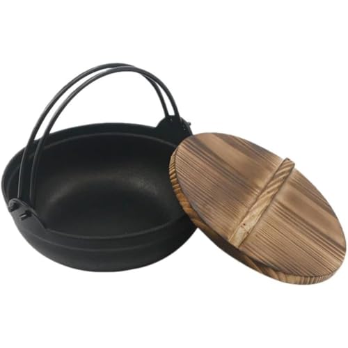 【本格鋳鉄製】一人用いろり鍋 6客フルセット（コンロ・木蓋付き） いろり鍋 コンロセット 16cm 鉄製 卓上鍋 木蓋付き 敷板付き （ 懐石鍋