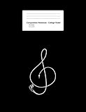  Composition Notebook - College Ruled: Earphone Music Note Funny Treble Clef Musical Symbol Gift - Black Blank Lined Exercise Book - Back To School ... Teens, Boys, Girls - 7.5\"x9.75\" 100 pages