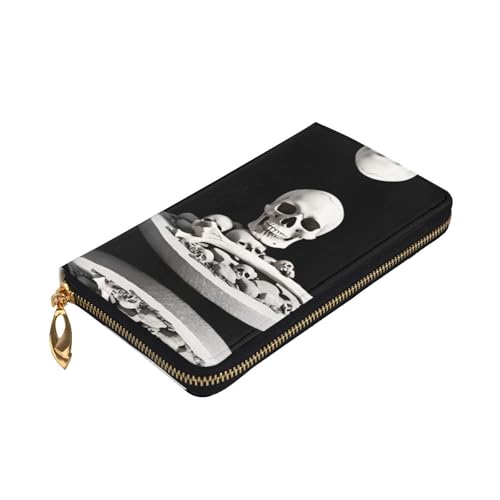 Corpse remains printing Women's leather long handheld wallet large capacity credit card zipper bag3