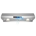 30 inch Under Cabinet Range Hood 1200 CFM with 4-Speed Gesture Sensing & Touch Control, Stainless Steel Kitchen Stove Vent Hoods with 2 LED Lights, Time Setting, Dishwasher-Safe Baffle Filters