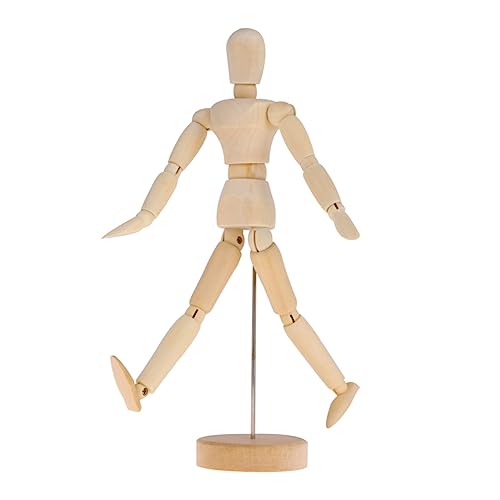 JEWEDECO 8 Inch Wooden Puppet Ornament Doll Armature Jointed Doll Sketch Model Art Decoration