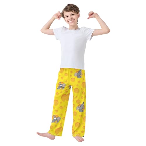 Boys' Pants Cute Mice Cheese Hole Long Bottoms Jogger Pants Elastic Waist Trousers with Pockets S-XL2
