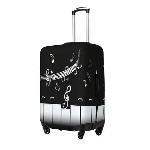 Spandex Travel Luggage Cover Printed Piano-Keys-With-Staff-And-Notes Double-Sided Suitcase Protector Bag,Dust-Proof Anti-Scratch Durable Suitcase Sleeve For Kid Adult,Medium2