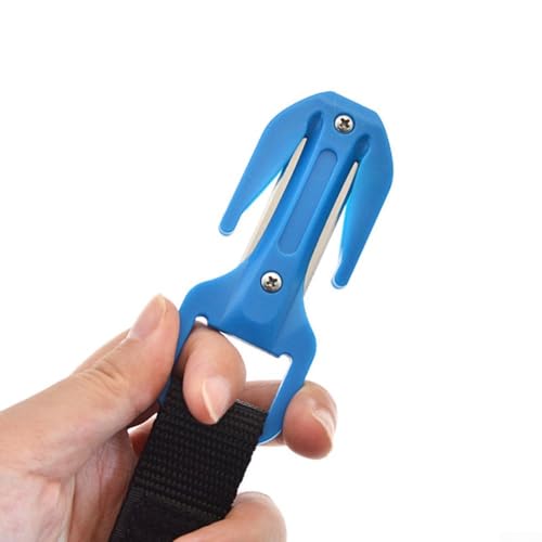 Scuba Diving Line Cutter with 420j2 Stainless Steel Blade and Nylon Glass Fiber Handle Underwater Cutting Gadget with Spare for Blades Plus Sh (BLUE)