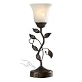 RORIANO Touch Bedside Table Lamp, Vintage Nightstand Lamp with 2 USB Ports for Living Room, 3 Way Dimmable Leaf Lamp Retro Table Lamp for Bedroom with White Glass Shade, LED Bulb Included
