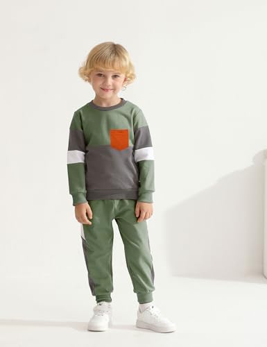 Image of Toddler Boy Clothes Long Sleeve Hoodie Sweatsuits Tops and Pants 2Pcs Boys Fall Winter Outfits Set