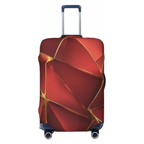 Geometric Red Metallic Foil Texture Elastic Travel Luggage Covers Dustproof Scratch-Resistant Suitcase Protector Fit 22-24 Inch